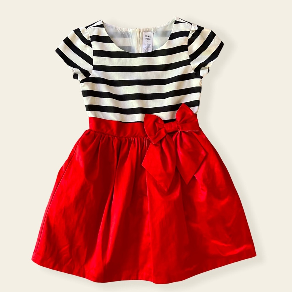 Olivia for Gymboree Black White & Red Formal Holiday Dress Girls Size 5